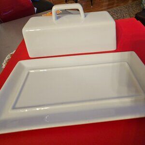 whiteware porcelain basics butter dish by The Cellar